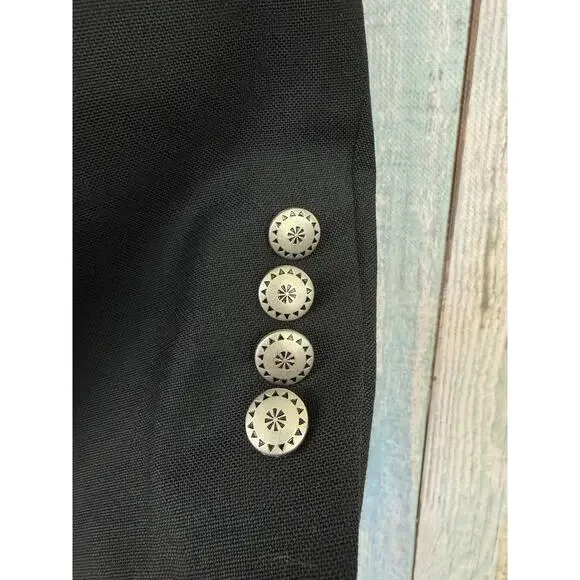 Bar W S Men's Blazer Jacket Western Sports Coat Size 44L Wool Blend Black